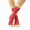 Silles Socks - One Size Fits Most - X's & O's - Red with Pink - Hugs & Kisses