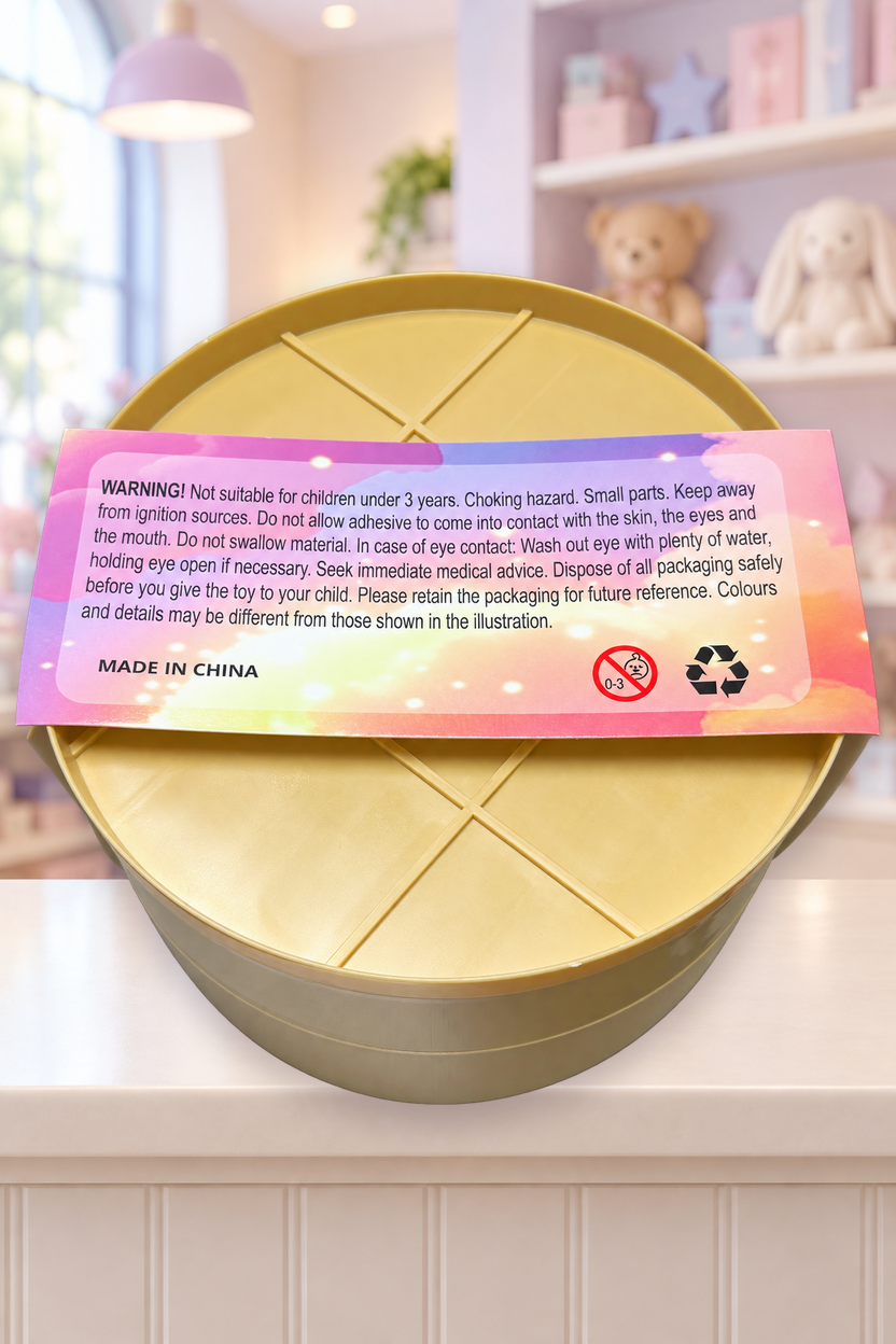Back of the Jumbo Mystery Dumpling package showing the age restriction and safety label