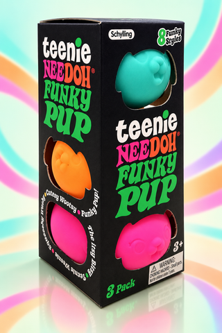 NeeDoh Funky Pup 3-Pack – Teal, Orange & Pink