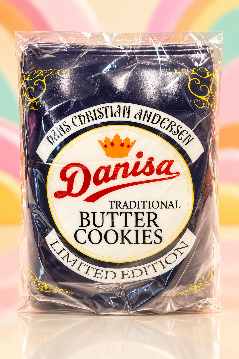 Individually wrapped dark butter-cookie tin design foam squishy toy
