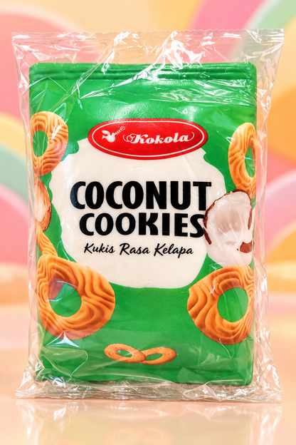 Individually wrapped green coconut-cookie package foam squishy toy