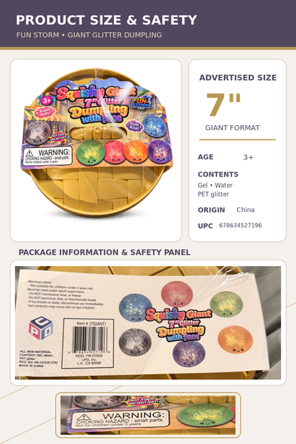 Fun Storm 7-Inch Glitter Dumpling Squishy