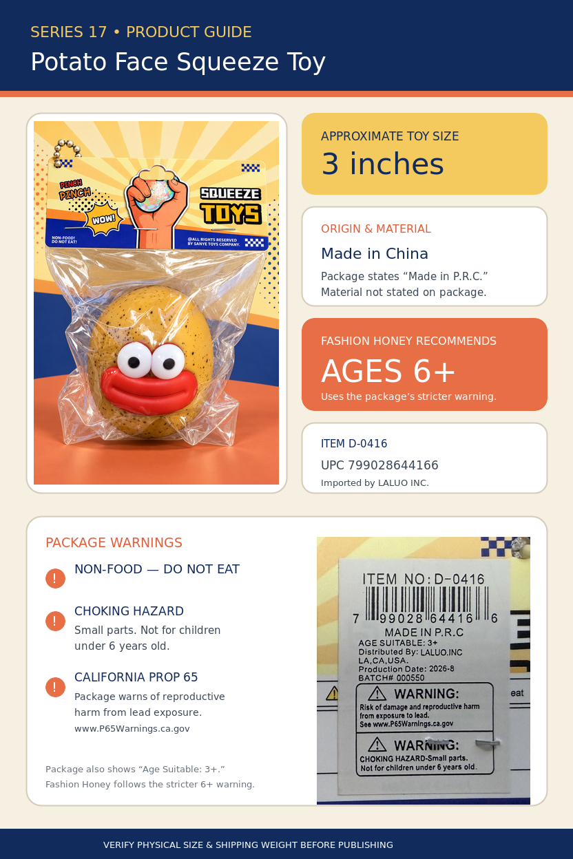 Sanye Toys Potato Face 3-Inch Squeeze Toy
