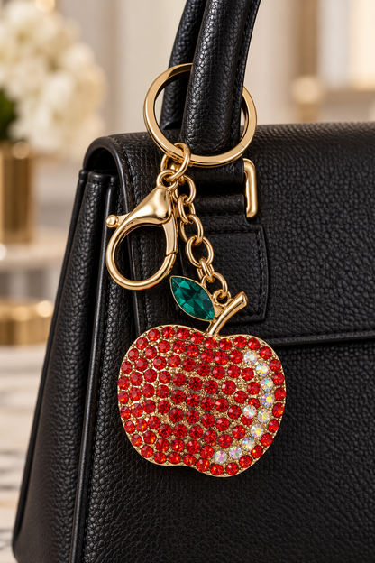 Rhinestone Fruit Bag Charm Keychain