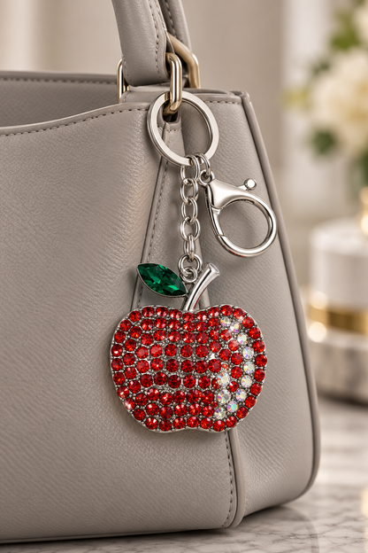 Rhinestone Fruit Bag Charm Keychain
