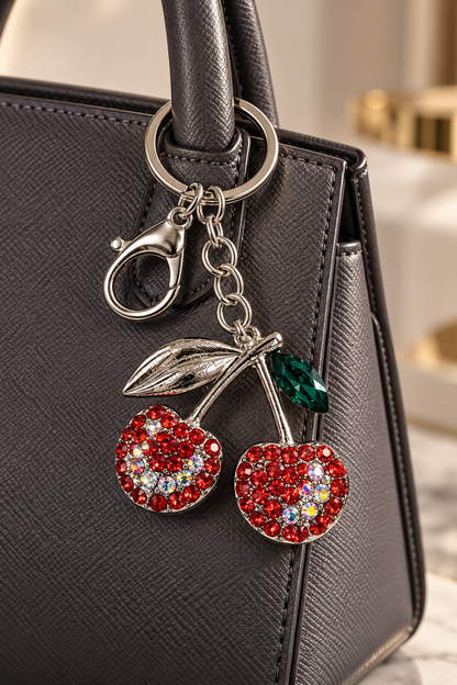 Rhinestone Fruit Bag Charm Keychain