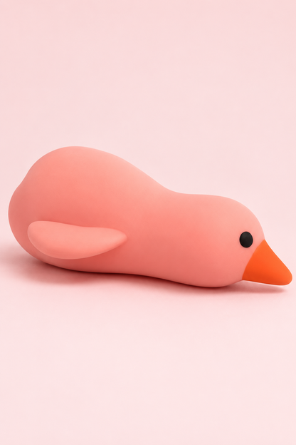 Other side of jumbo pink bird squishy with round eye