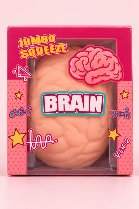 Jumbo Squeeze Brain Squishy Toy — Pink