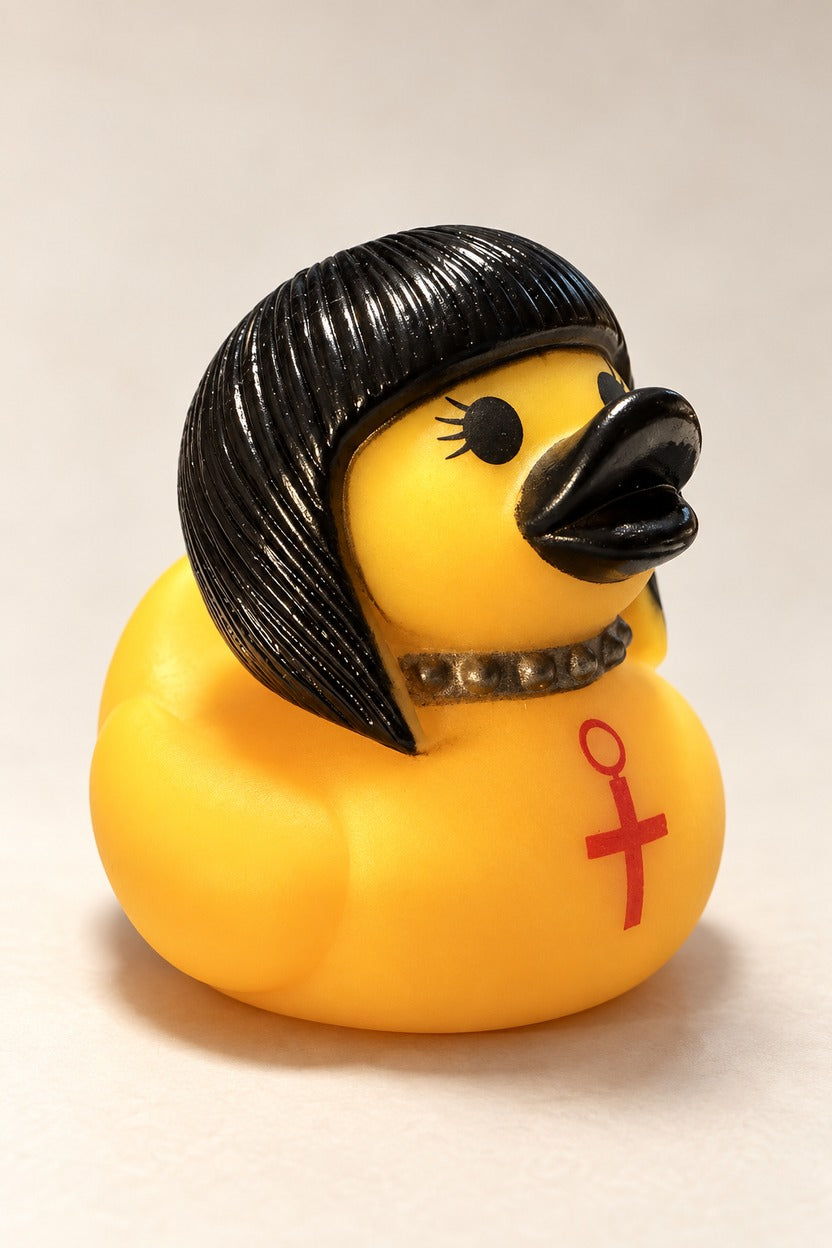 Two-inch goth-style rubber duck studio hero