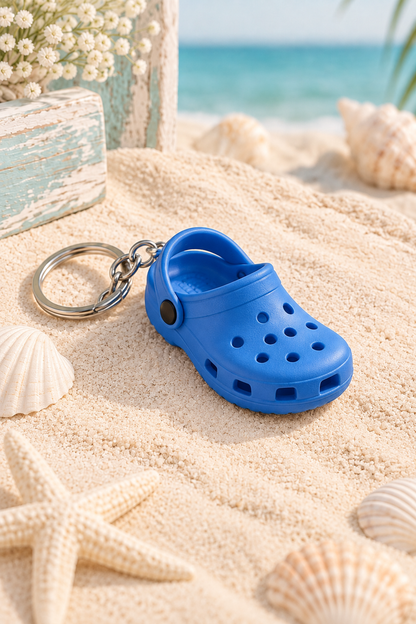 Blue mini clog shoe keychain