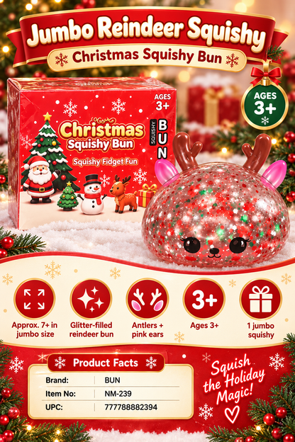 BUN Christmas Squishy Bun jumbo reindeer squishy product details
