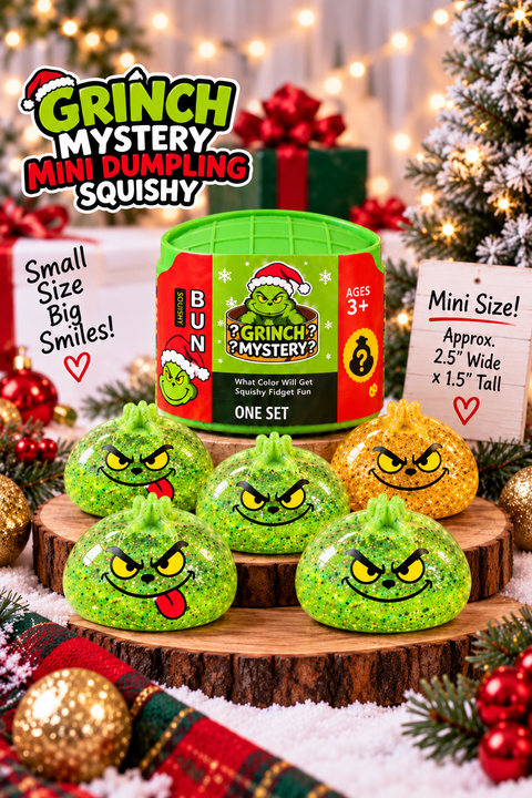 BUN Mini Grinch Mystery Dumpling | Glitter Pinch Squishy