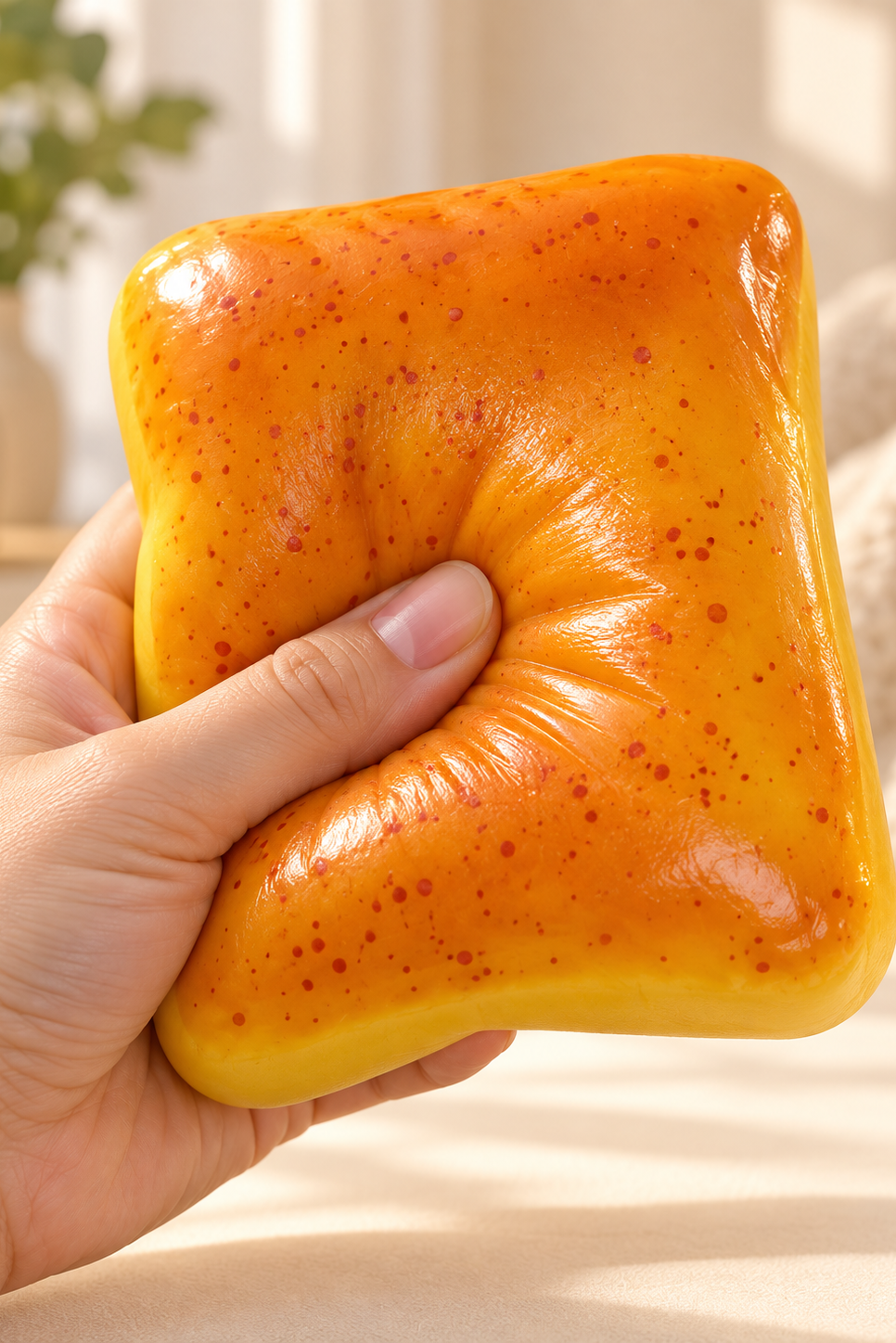 Buttered toast squishy — lifestyle photograph