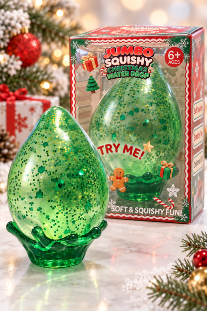 Green Christmas Water Drop squishy with stand and original retail box
