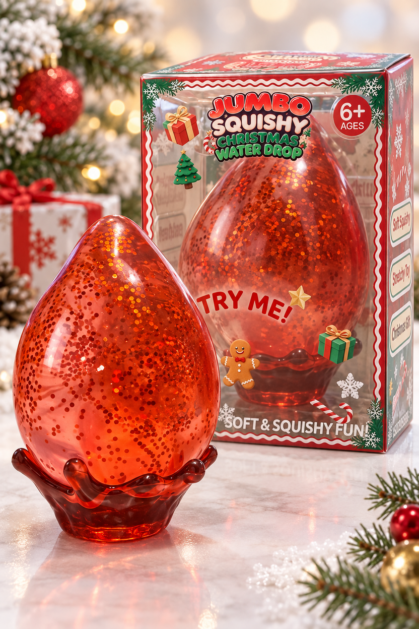 Red Christmas Water Drop squishy with stand and original retail box