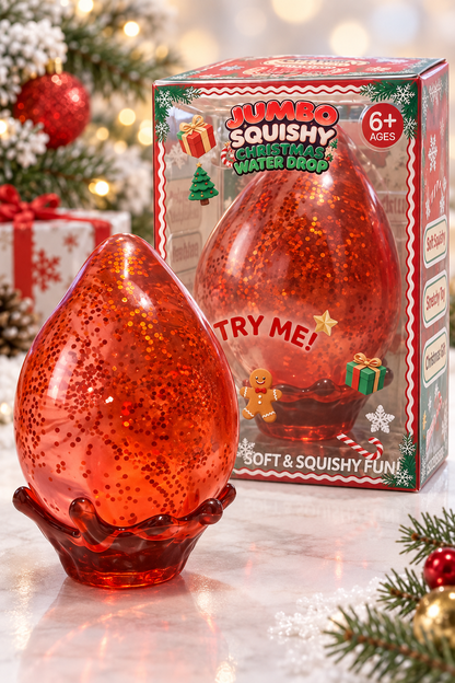 Red Christmas Water Drop squishy with stand and original retail box