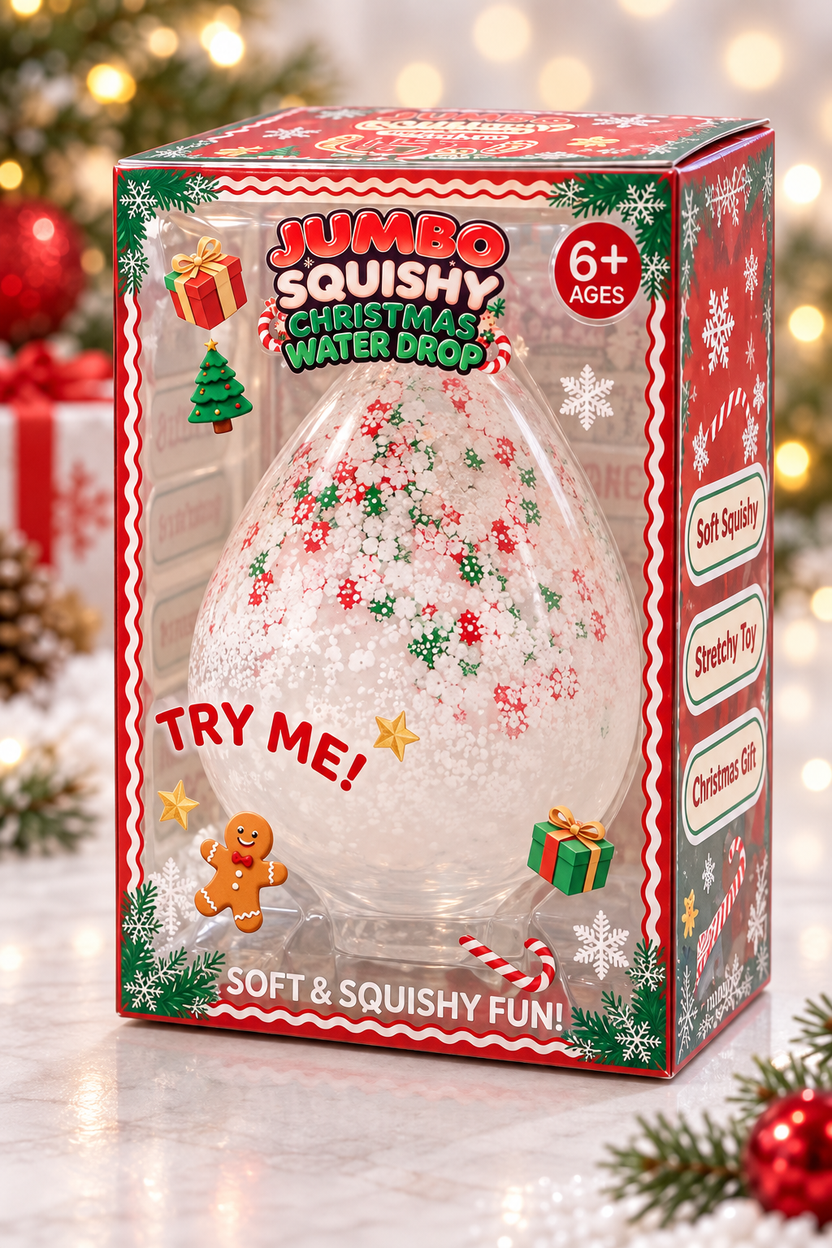 White Christmas Water Drop squishy with stand and original retail box