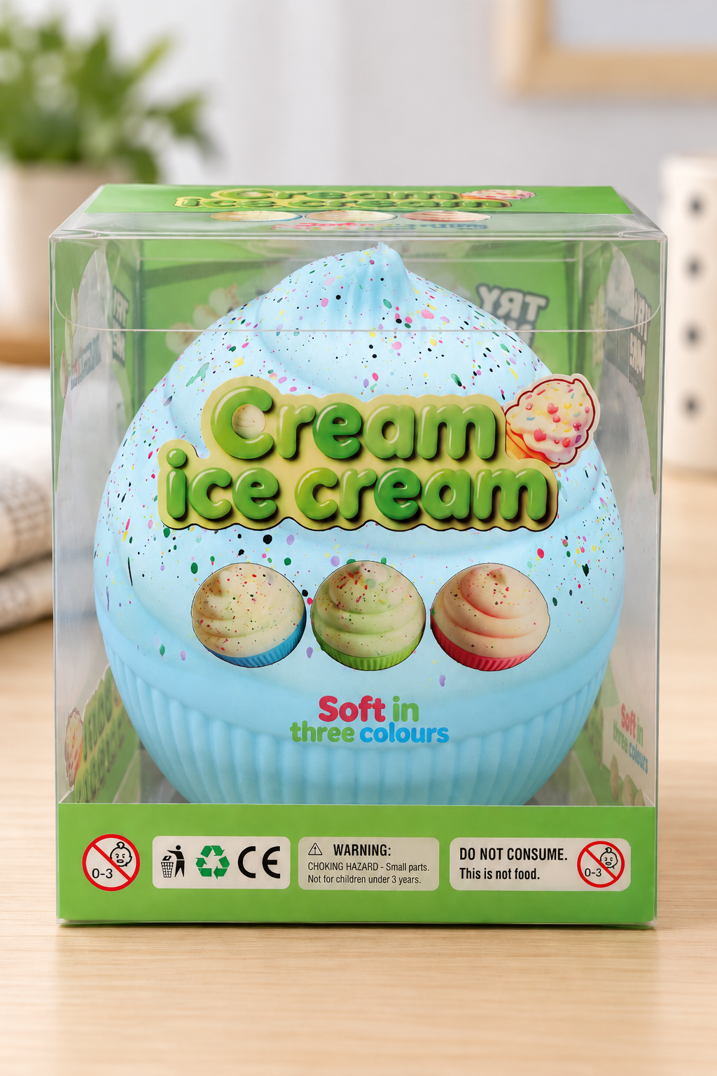 Blue Cream Ice Cream squishy in original retail packaging