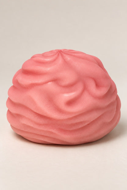 Pink Cream Roll Squishy unboxed, swirled texture