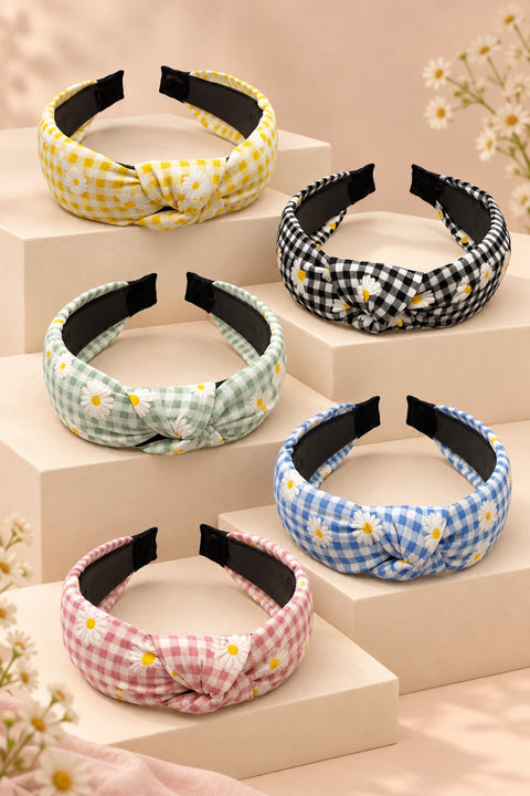 Daisy Gingham Top-Knot Headband