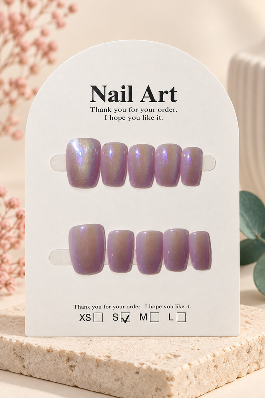 Mauve Violet Iridescent Press-On / Glue-On Nails – Size S