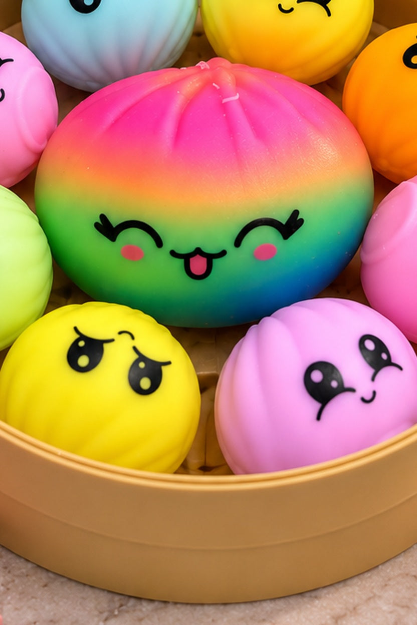 Rainbow jumbo dumpling close-up in ToyMania Kawaii Dumplings 9-Pack