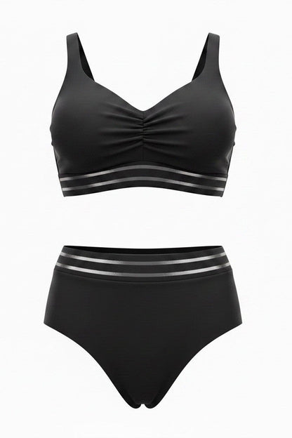 CUPSHE Women's Two-Piece Bikini - Black With Sheer Trim - Size LARGE - NWT - Image 5