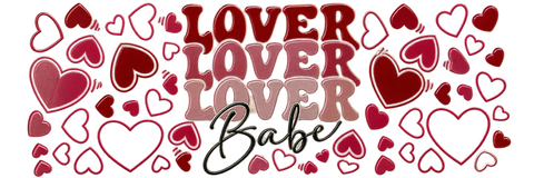 Lover Babe — Hearts UV DTF Cup Wrap — Optional Cut-Apart Sheet