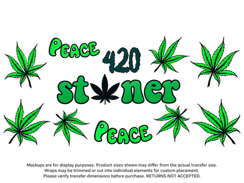 Peace 420 Stoner UV DTF Cup Wrap Transfer — Optional Cut-Apart Sheet