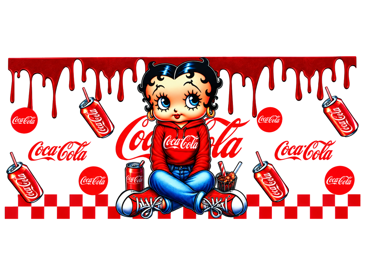 Betty Boop Coca-Cola; flat UV DTF transfer design; transfer only