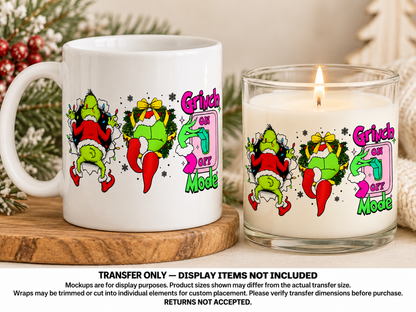 Grinch Christmas; drinkware display mockup; transfer only, display items not included