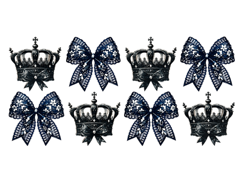 Black Lace Bows and Crowns UV DTF Cup Wrap Transfer — Optional Cut-Apart Sheet