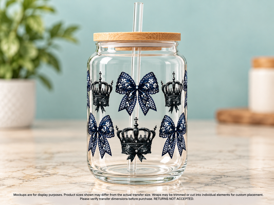 Black Lace Bows and Crowns — glass cup display mockup; cup excluded