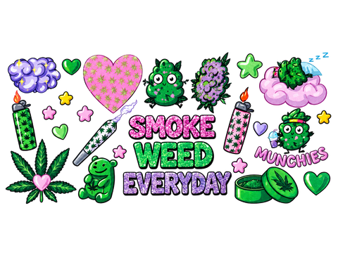 Smoke Weed Everyday UV DTF Cup Wrap Transfer — Optional Cut-Apart Sheet