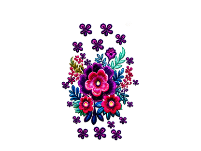 Purple and pink floral mini UV DTF transfer — transparent artwork