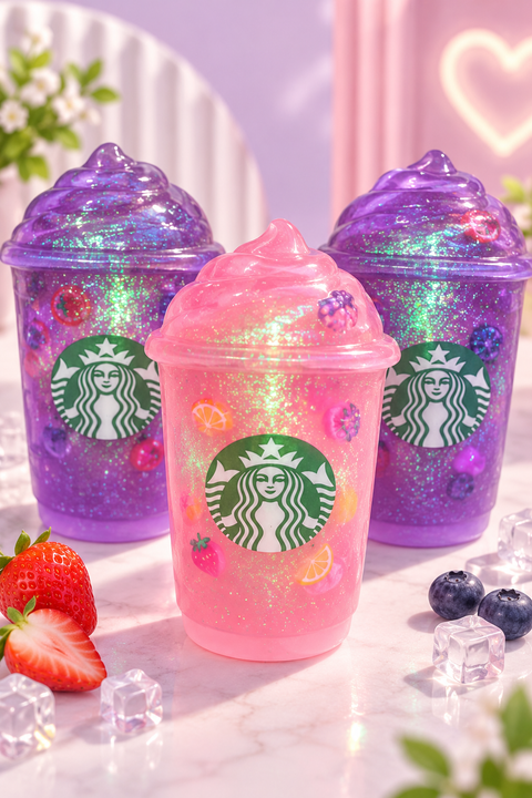 Fruity Drink Sugar Pinch Squishy – Glitter Fruit Cup Toy