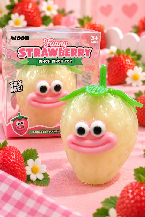 Funny Strawberry Pinch Squishy | Color-Changing Sensory Toy