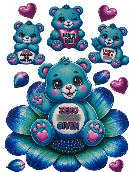 Blue Bears — Bite Me & Adult Humor UV DTF Transfer Sheet — Optional Cut-Apart Sheet - Image 1