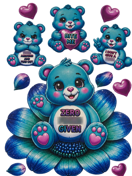 Blue Bears — Bite Me & Adult Humor UV DTF Transfer Sheet — Optional Cut-Apart Sheet - Image 1