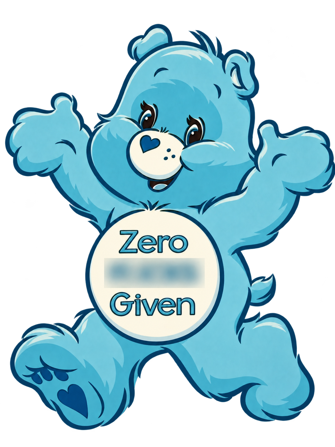 Zero Fucks Given — Blue Bear UV DTF Transfer - Image 1
