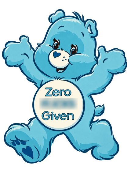 Zero Fucks Given — Blue Bear UV DTF Transfer - Image 1
