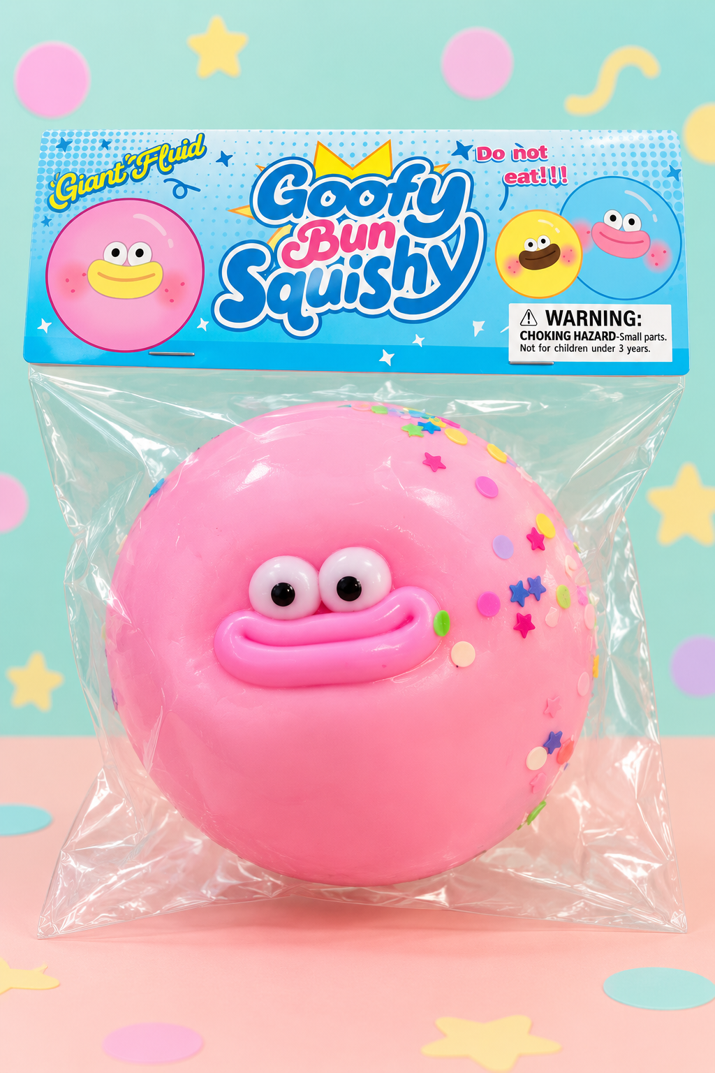 Light pink Goofy Bun Squishy in original packaging