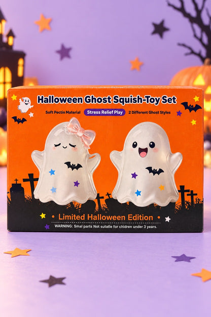 Large Halloween ghost squishy two-piece set in orange retail box