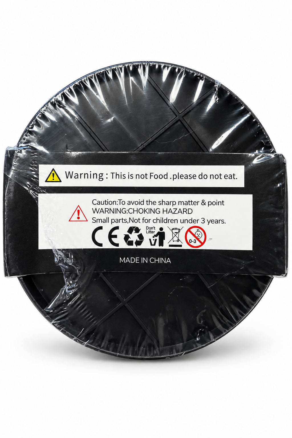 Halloween pumpkin dumpling squishy package bottom warning label and made in China marking