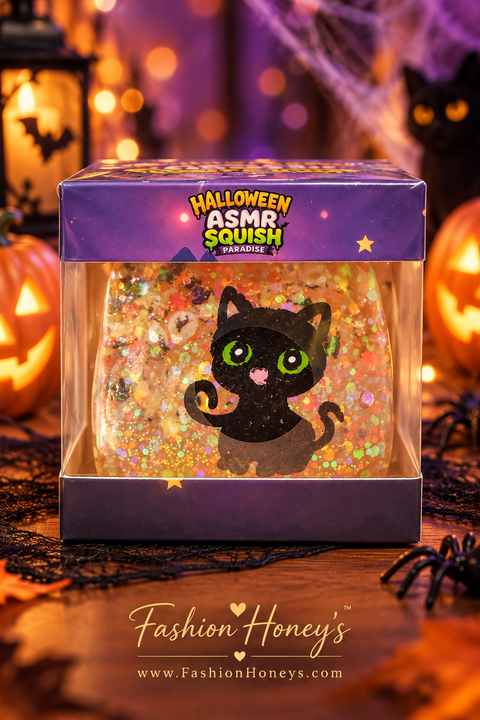 Halloween ASMR Squish Paradise Black Cat Glitter Squishy – HW-4