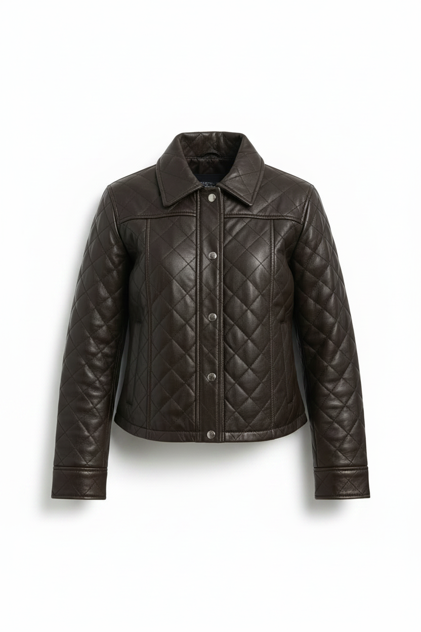 Genuine Leather Quilted Style Jacket