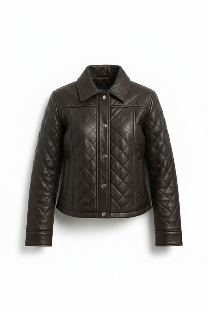 Genuine Leather Quilted Style Jacket