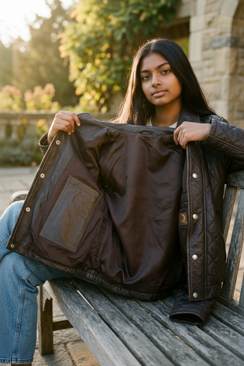 Genuine Leather Quilted Style Jacket
