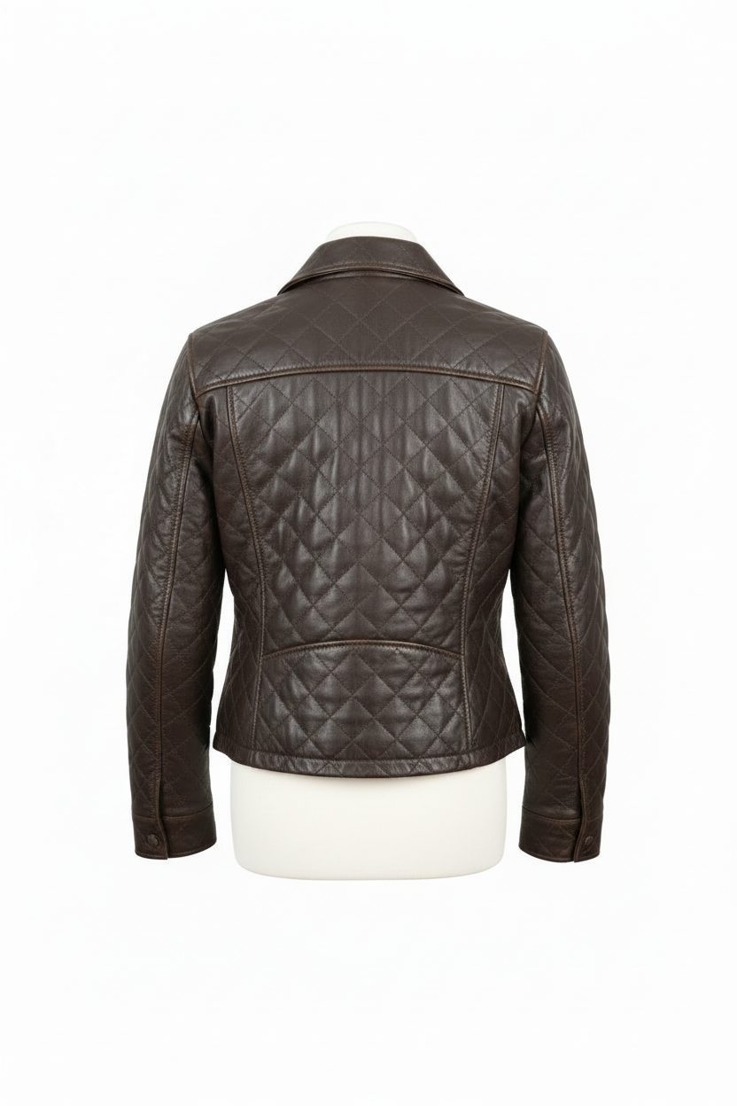 Genuine Leather Quilted Style Jacket