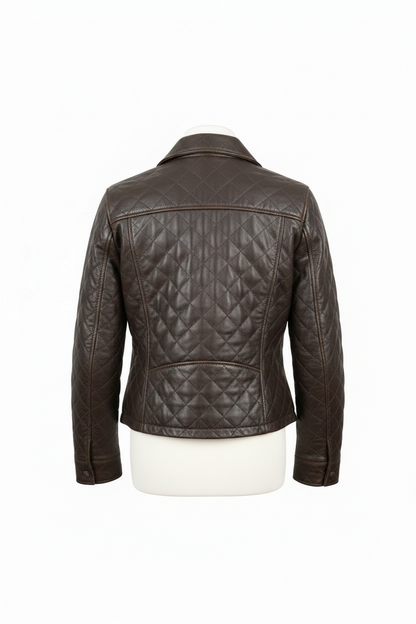 Genuine Leather Quilted Style Jacket